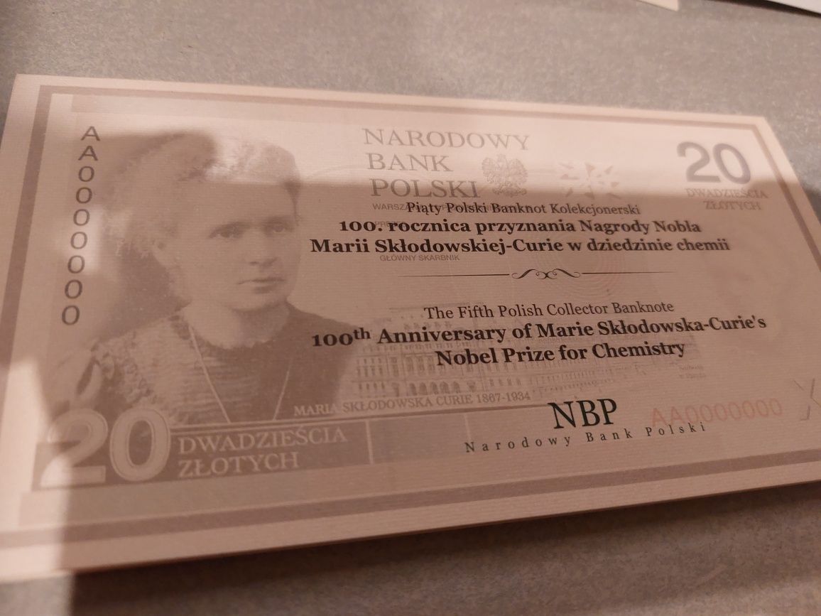 20 zł Banknot 100 Rocznica Nagrody Nobla Maria Sklodowska-Curie 2011 U
