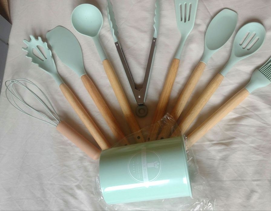 Набір кухонного приладдя бірюзового кольору (м'ятного) 10шт (9 кухонн)