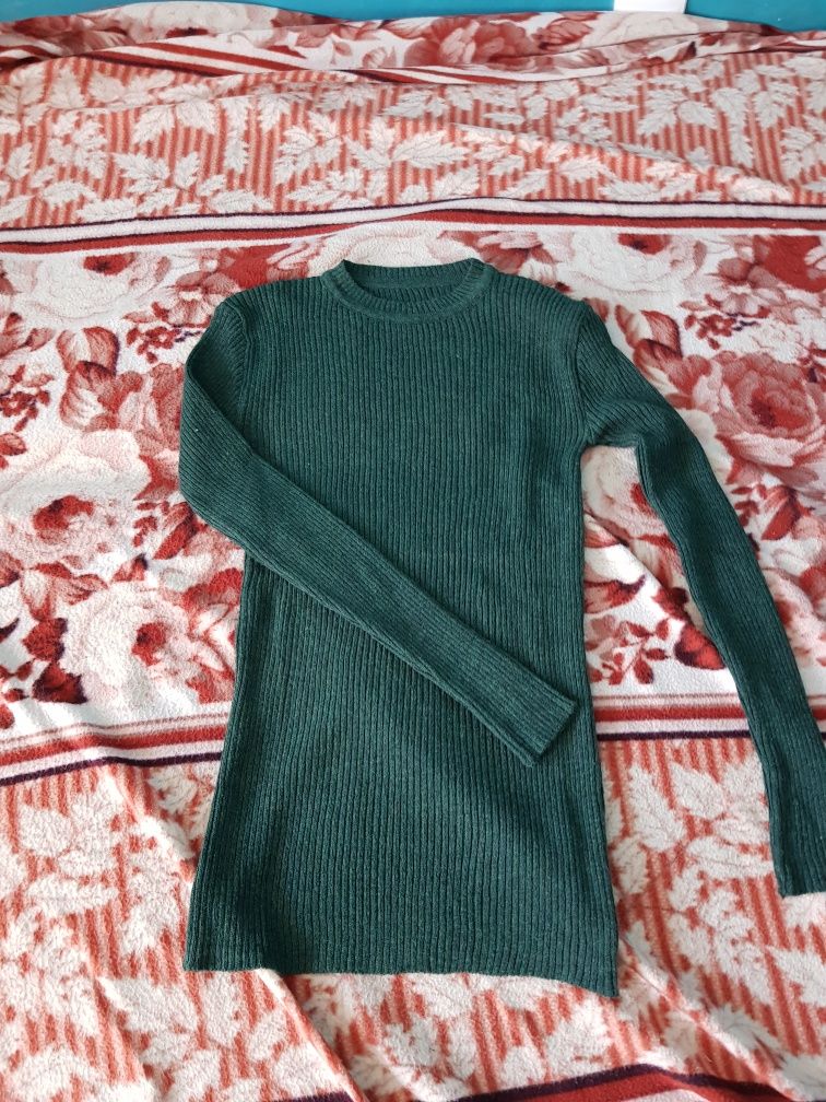Sweter prążek butelkowa zieleń rozmiar S
