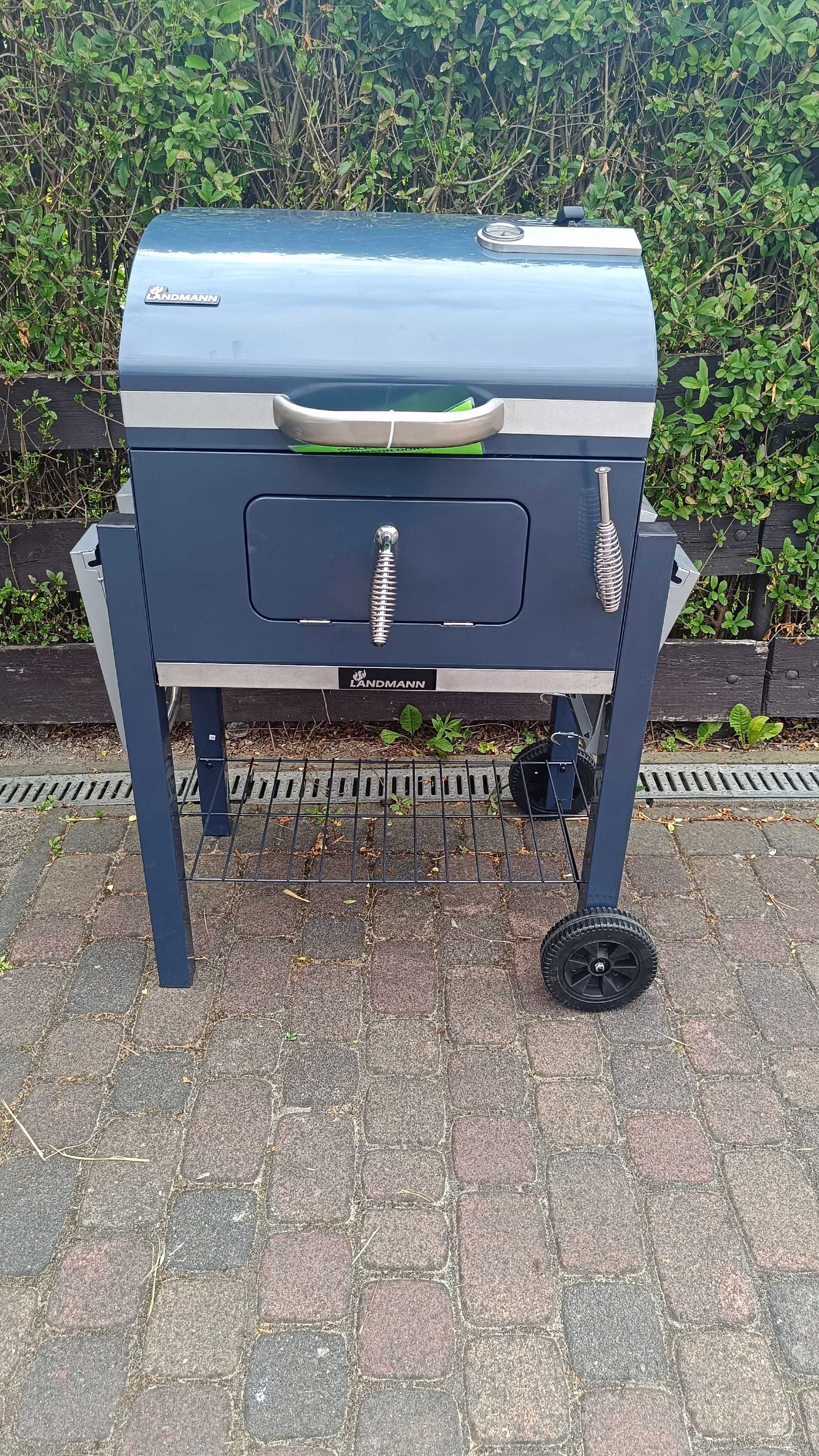 SOLIDNY GRILL węglowy LANDMANN DORADO ruszt żeliwny 56x42 2Xpokrywa