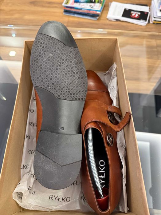 Półbuty Ryłko IPSJ02 brąz skórzane monki klasa