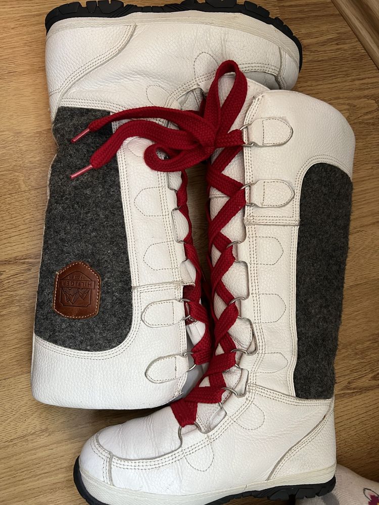 Buty skórzane wysokie kozaki ociepane wiązane tommy hilfiger