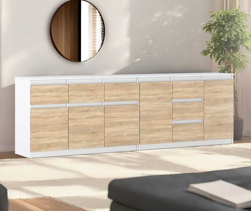 Komoda Modułowa Best Agnolia 240cm Nowoczesna Szafka 6 Szuflad Duża