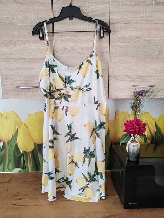 Letnia sukienka fashion rozmiar 44 poliester/spandex cytryny