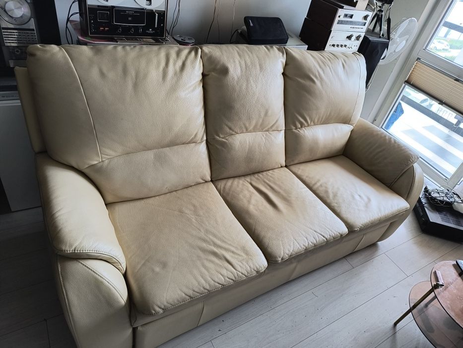 Skórzana sofa , kanapa z opcją spania