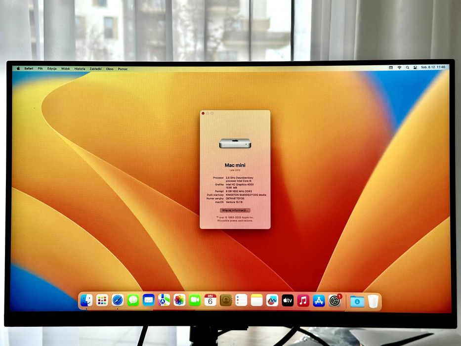 Mac mini – i5 2,5GHz, 8GB RAM, SSD 120GB, Sprawny, 30 dni gwarancji