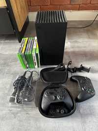 Xbox series x + pad elite + mikrofony + gry