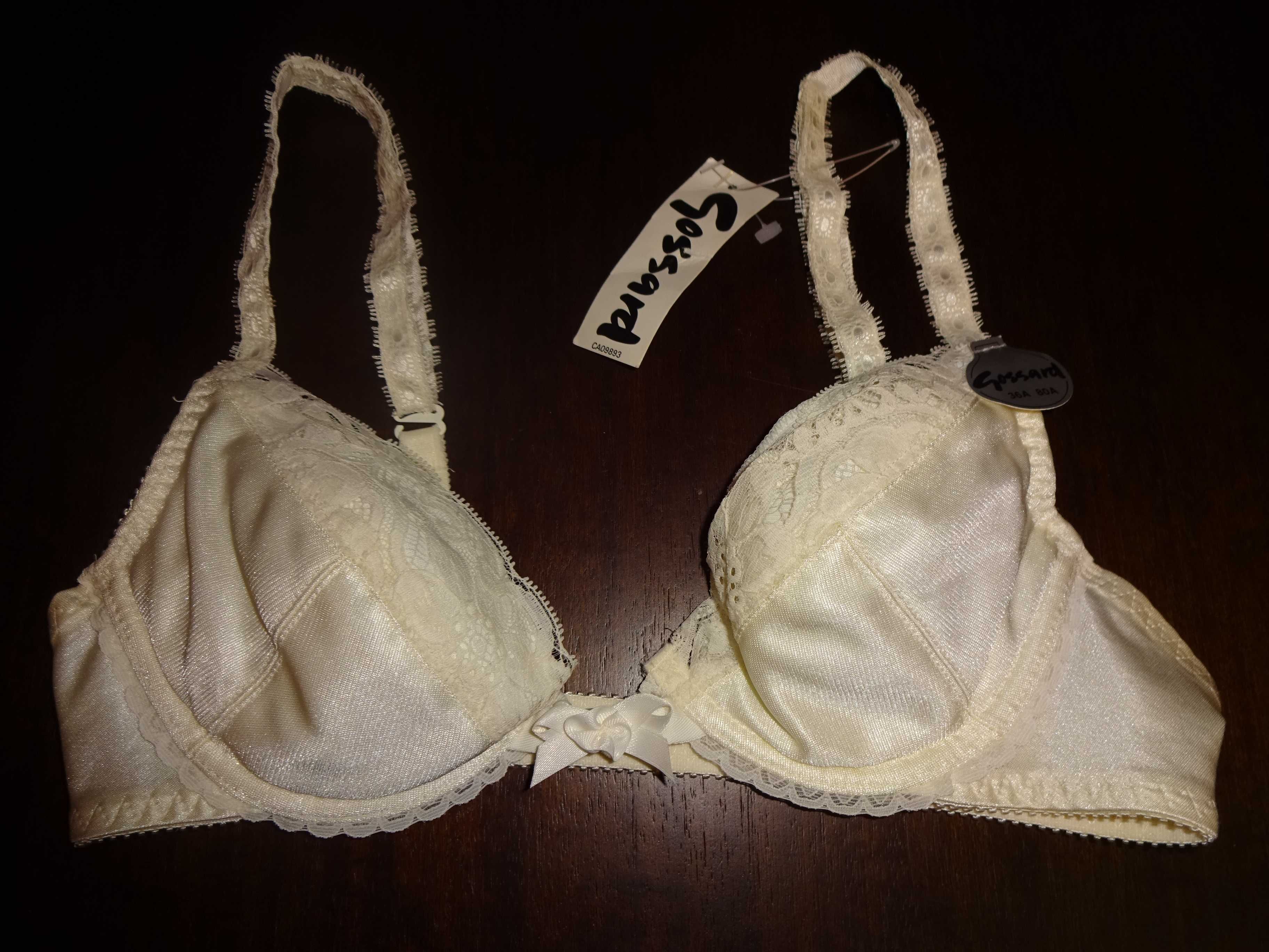 GOSSARD kremowy ivory biustonosz zapinany z przodu EURO 80A