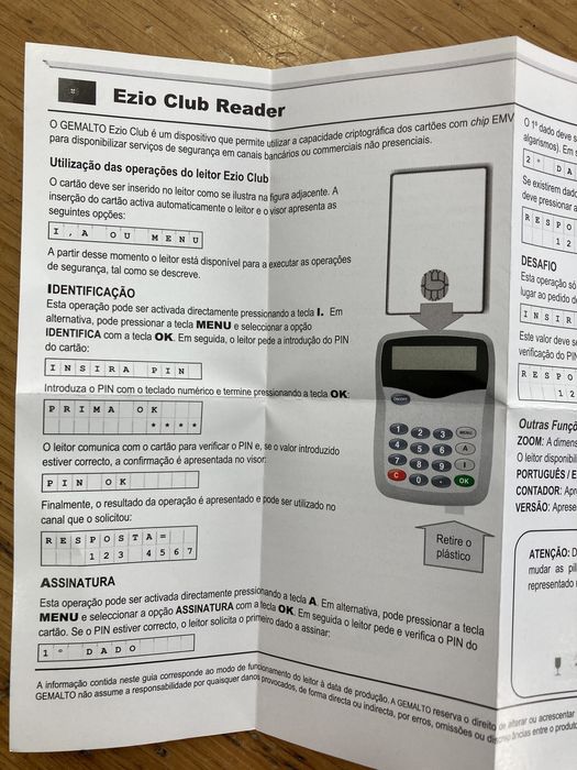 Leitor cartões Multibanco bancários Gemalto Ezio Club - Novo