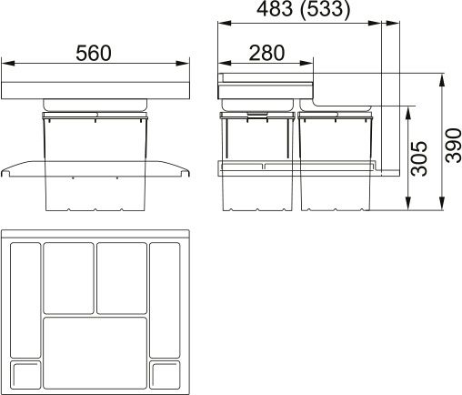 Sortownik Trolley Vario 60 franke  kosze