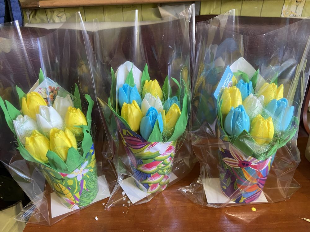 Мильний букет подарунковий мильні квіти букети тюльпани з мила