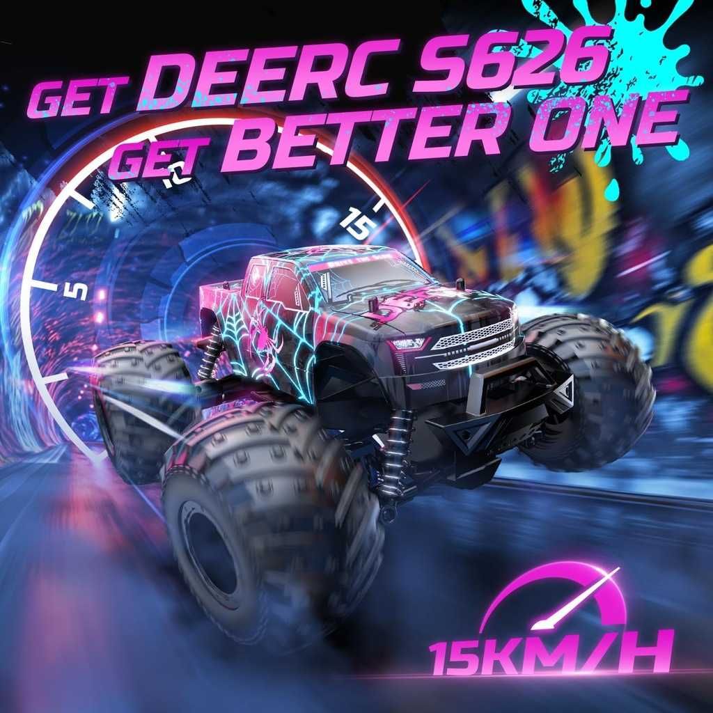 DEERC RC Samochód Wyścigowy z LED, 15 km/h,dla dzieci, skala 1:16