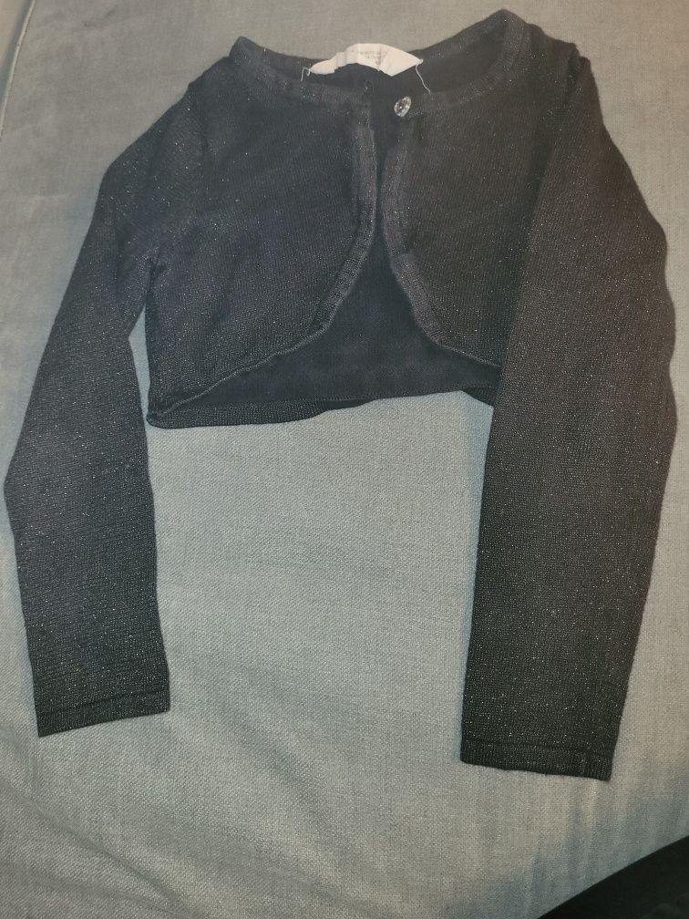 H&M czarne , brokatowe bolerko 110/116