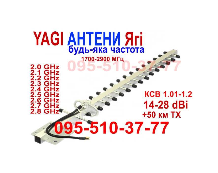 Антена Ягі 1800-2800MHz 2.0 2.1 2.2 2.3 2.4 2.5 2.6GHz 2100 2200 2300