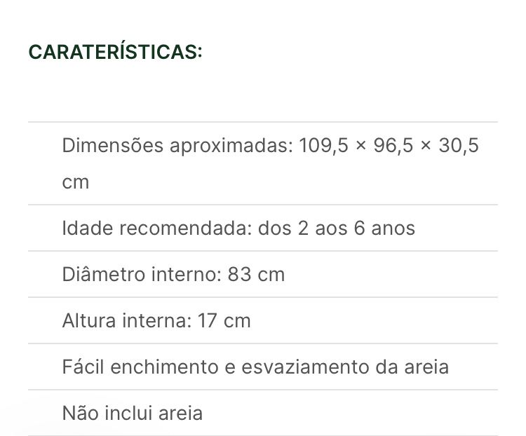 Caixa de areia tartaruga