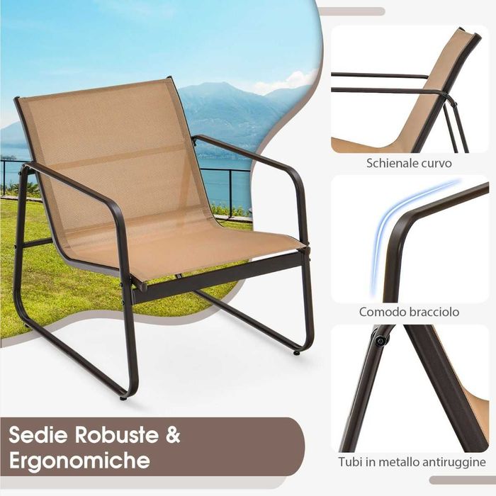 Zestaw ogrodowy ze szklanym stołem i krzesłami z metalową ramą