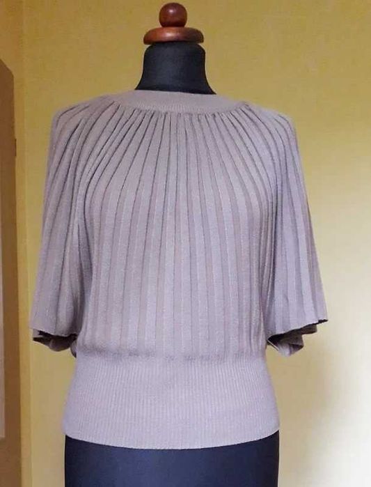 Sweter kimono nietoperz beż S M vintage cotton avant garde