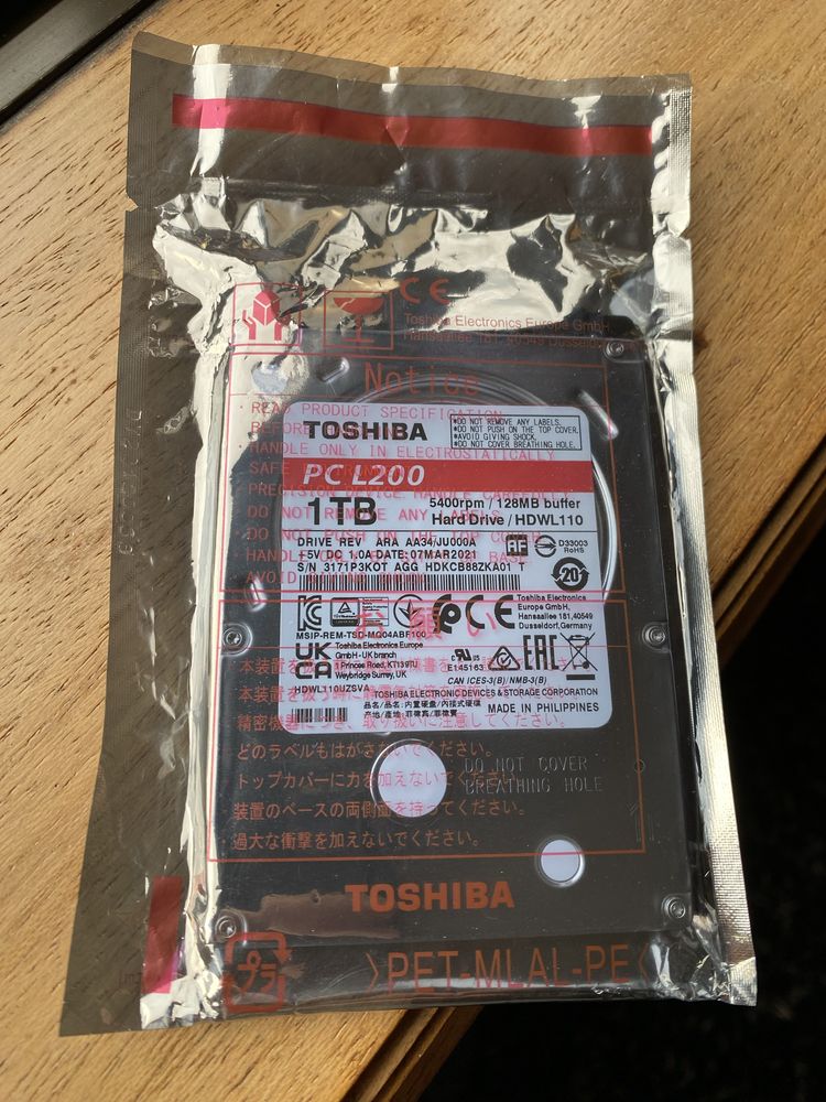 Disco Rígido Toshiba 1TB 2,5 novo