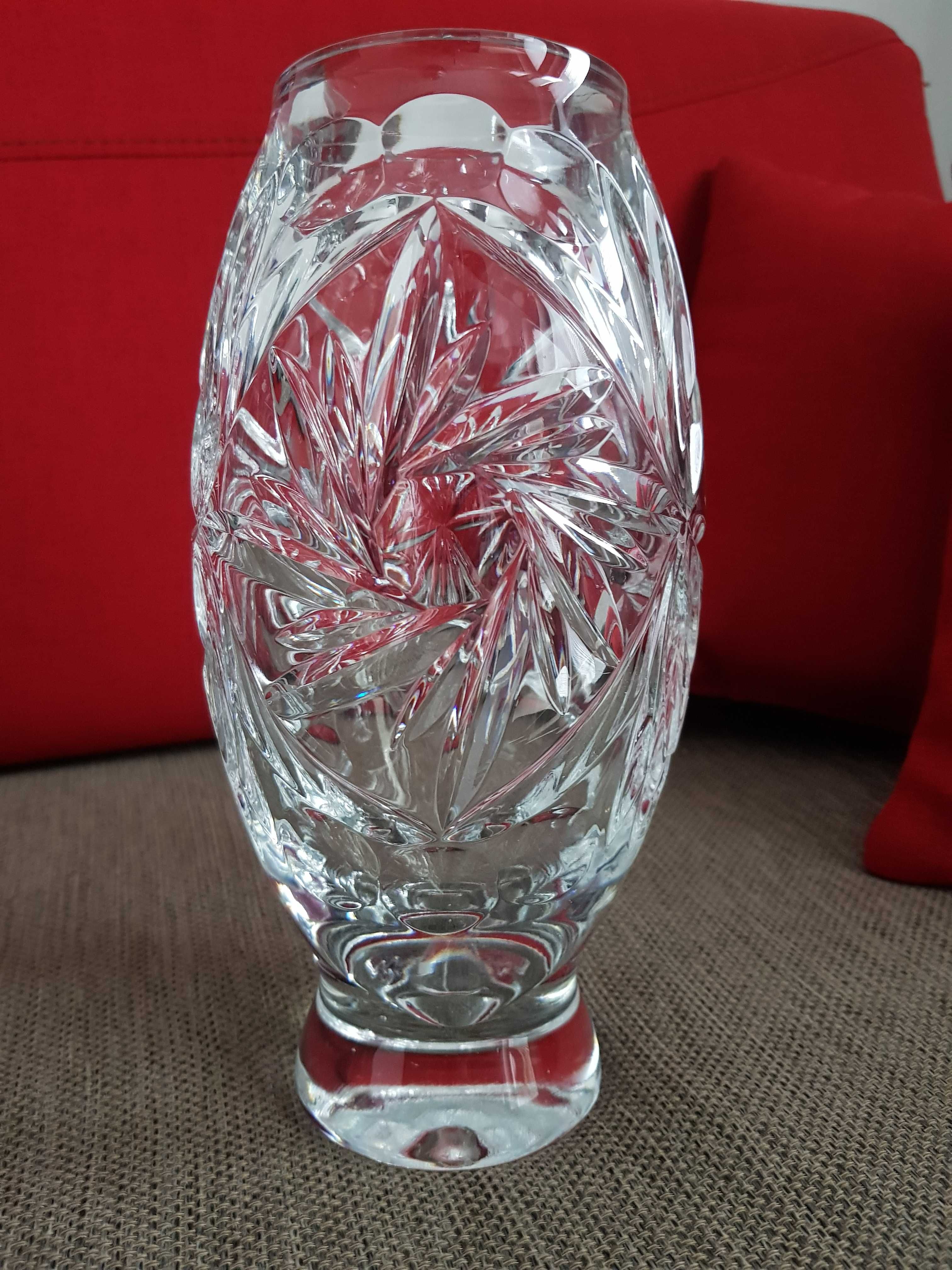 Vintage PRL Nowy kryształowy wazon z grubego szkła