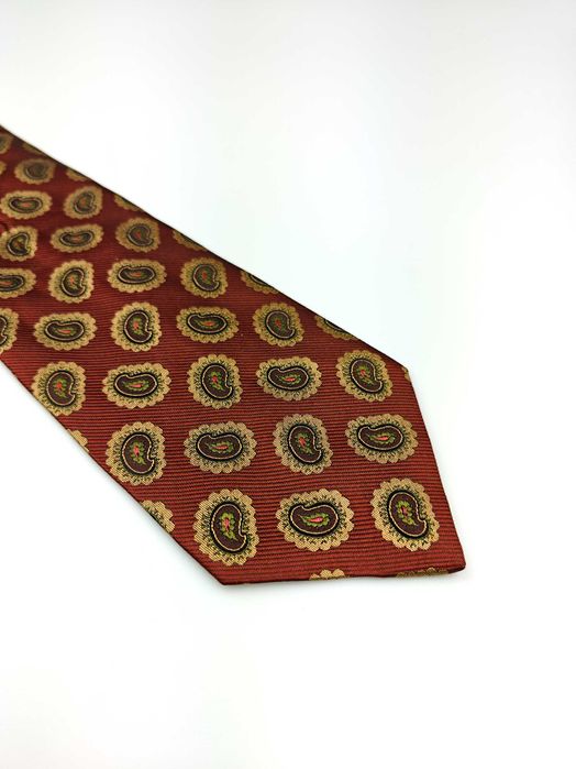 M Lewin & Sons bordowy jedwabny krawat paisley wrz310