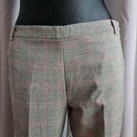 Szare spodnie w kant, z różową kratką, Orsay, rozmiar 36, hit, viral