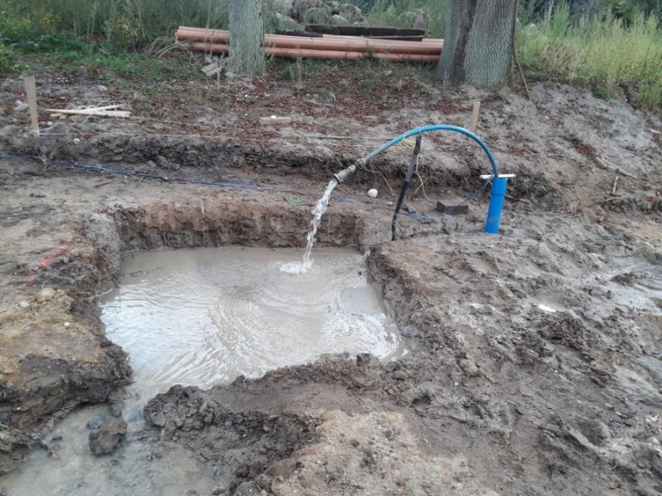 Studnia Głębinowa, Odwierty pod pompy ciepła, odwadnianie działki