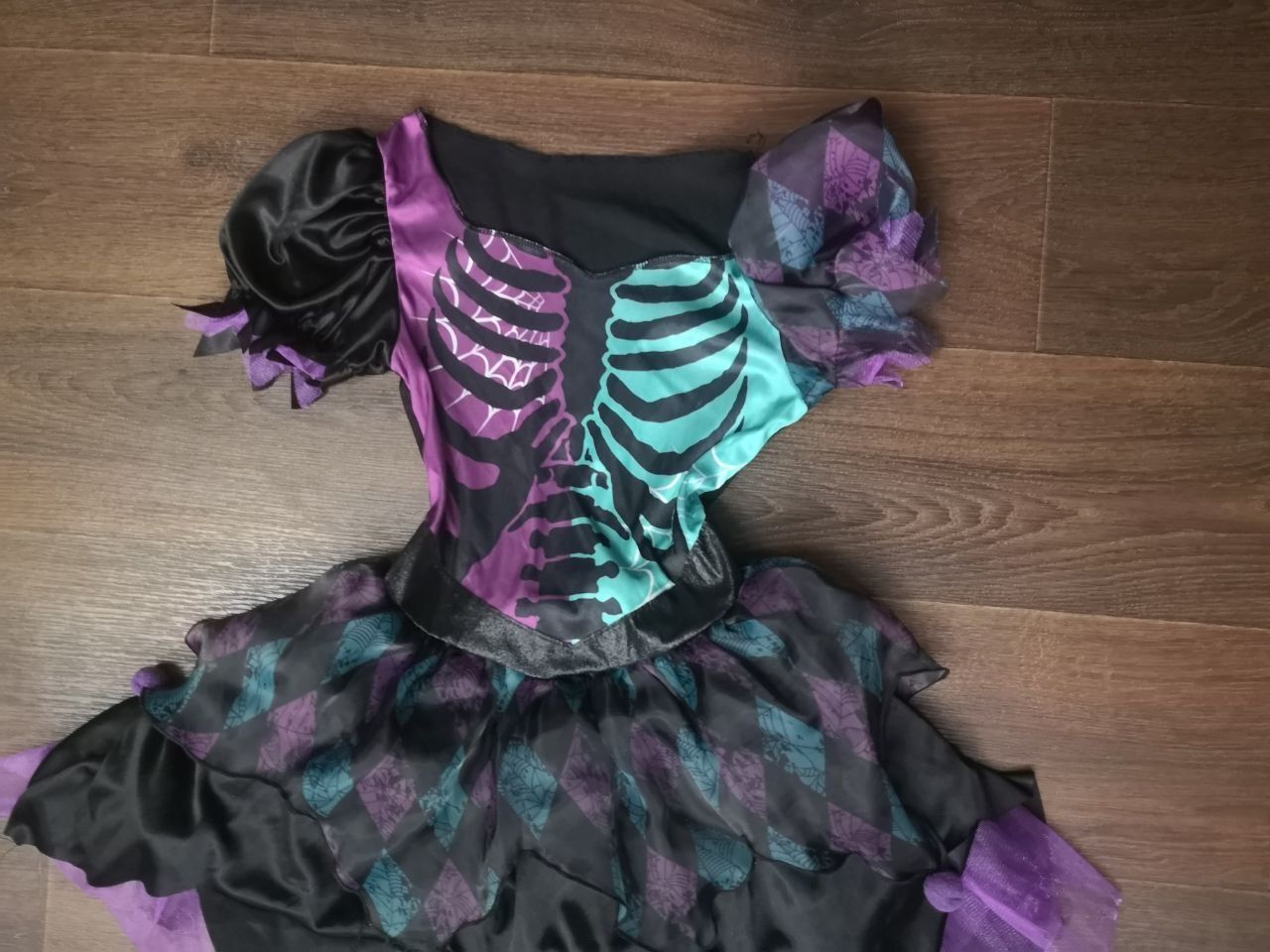 Карнавальный костюм платье шляпа ведьма скелет 10 11 12 лет хелоуин
