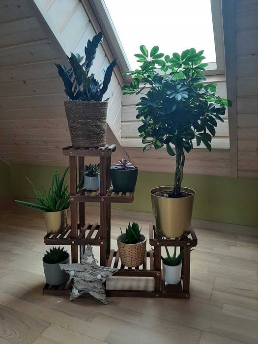 Kwietnik Drewniany Stojący Drabinka Regał Stojak Na Kwiaty Rośliny