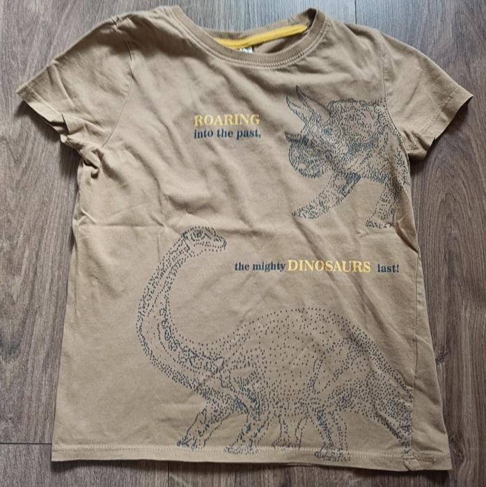 Koszulka chłopięca z krótkim rękawem, dinozaury, rozmiar 128