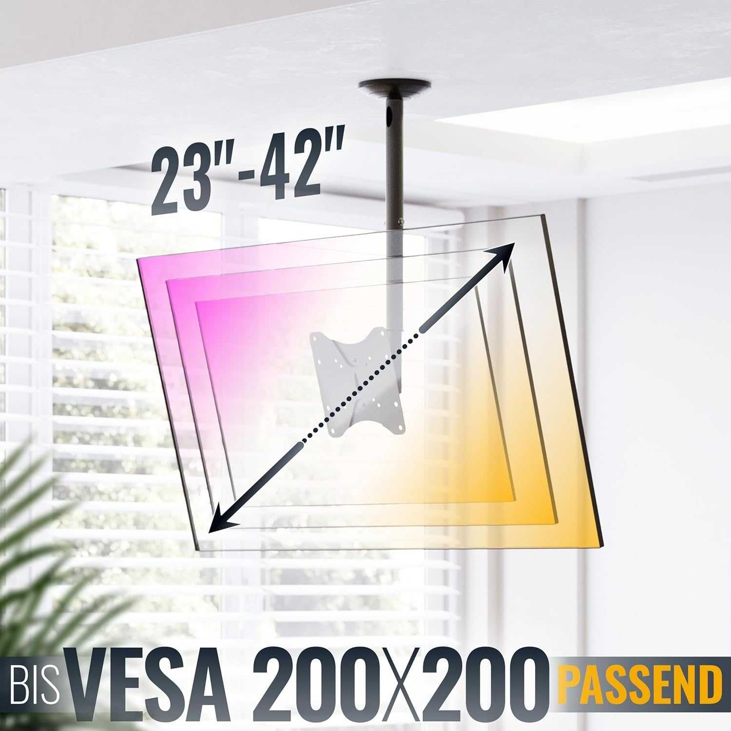 RICOO D0522 Uchwyt sufitowy do TV 23-42" VESA 200x200 regulowany