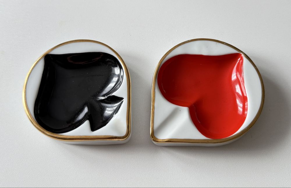 Popielniczki brydżowe PRL porcelana Karolina 2 szt.