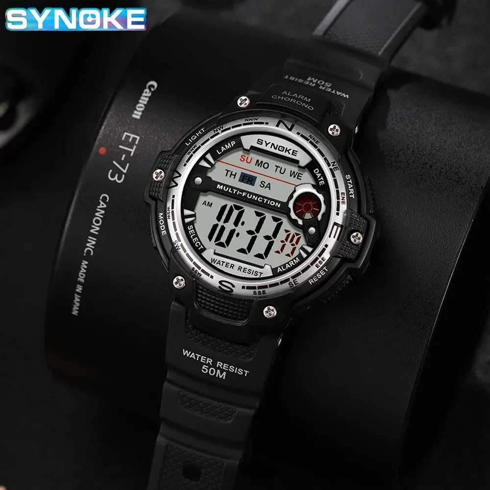Cyfrowy zegarek elektroniczny sportowy stoper WR50 alarm gumowy pasek