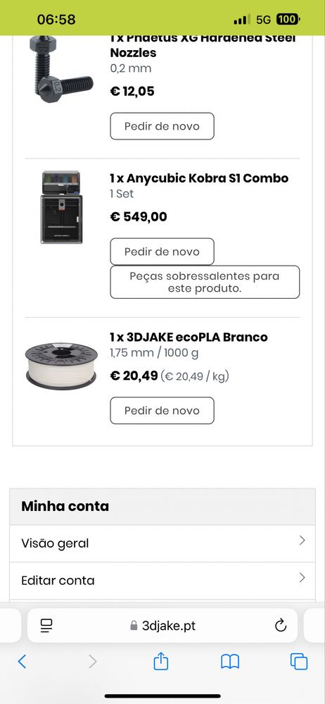 Impressora nova nunca reutilizada com 15 filamentos e dois bicos extra