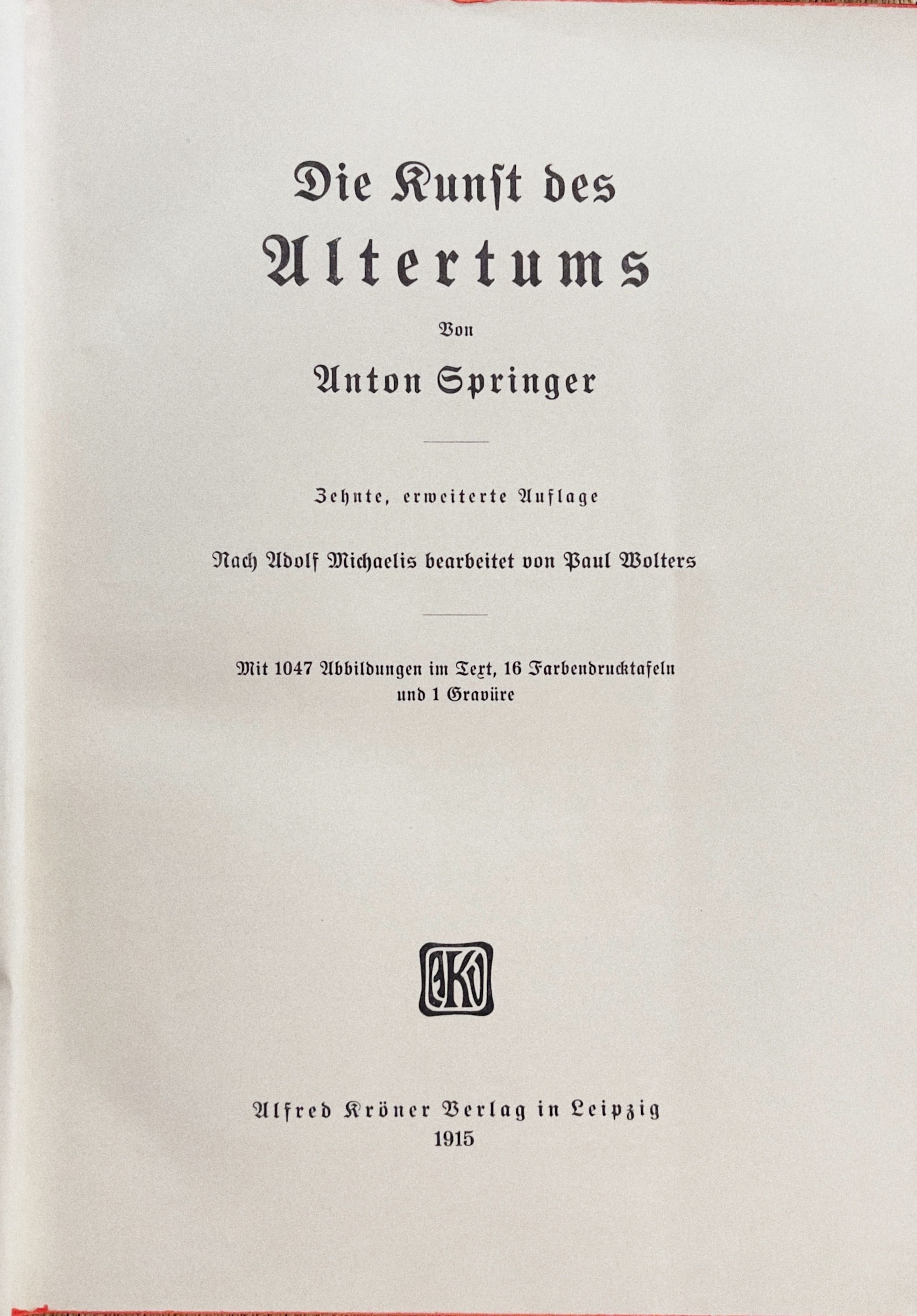 Anton Springer -3 tomy, Encyklopedia sztuki, wydanie 1915 r.