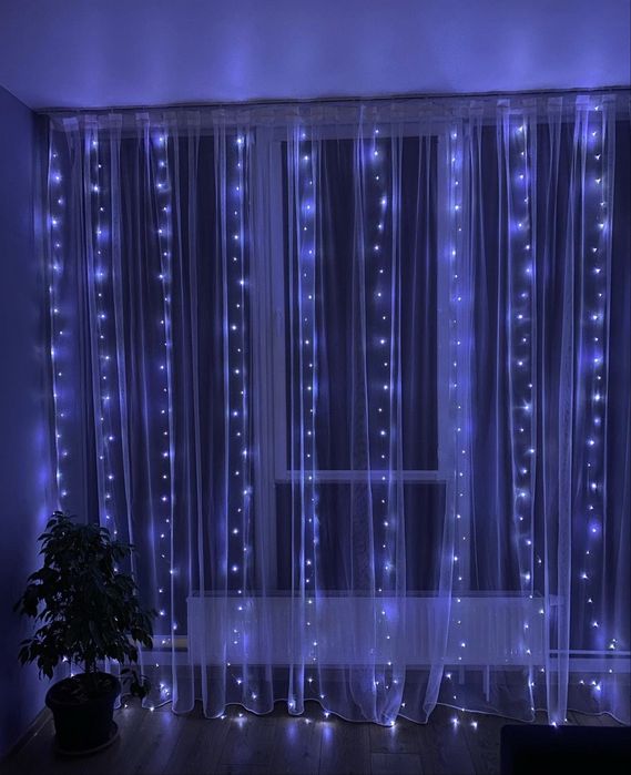 Гірлянда штора роса 3*3 м, 3*2 м, жовта біла led СУПЕР ЦІНА ОПТ