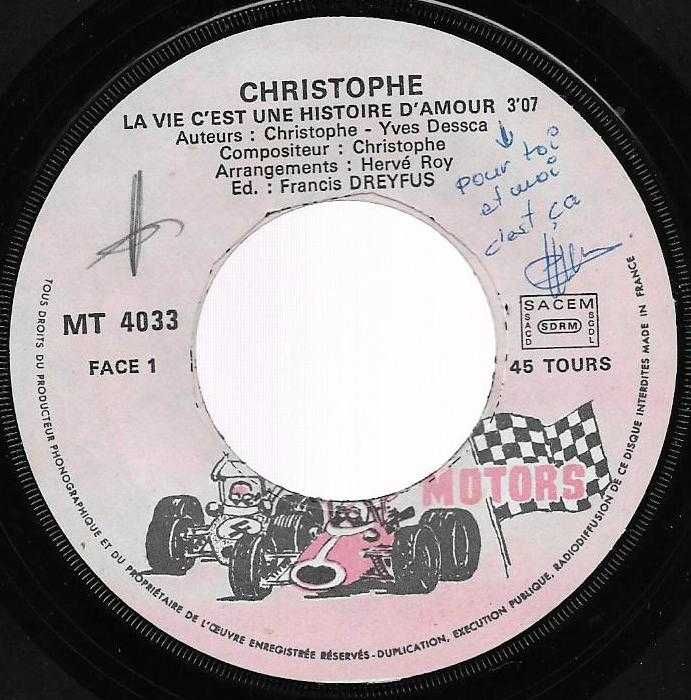 Christophe - - - - - La Vie C'est Une Histoire dAmour - - - - - Single