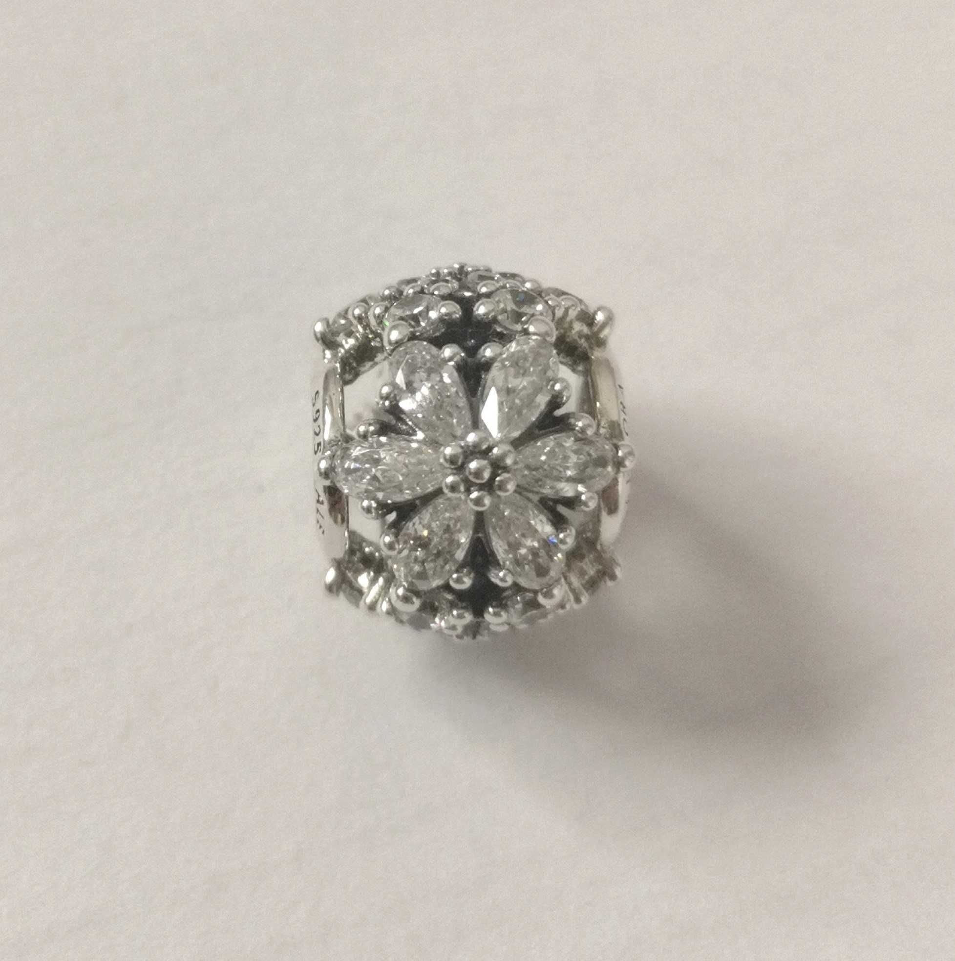 Pandora charms zbiorem roślin stan idealny srebro kwiat płatek śniegu