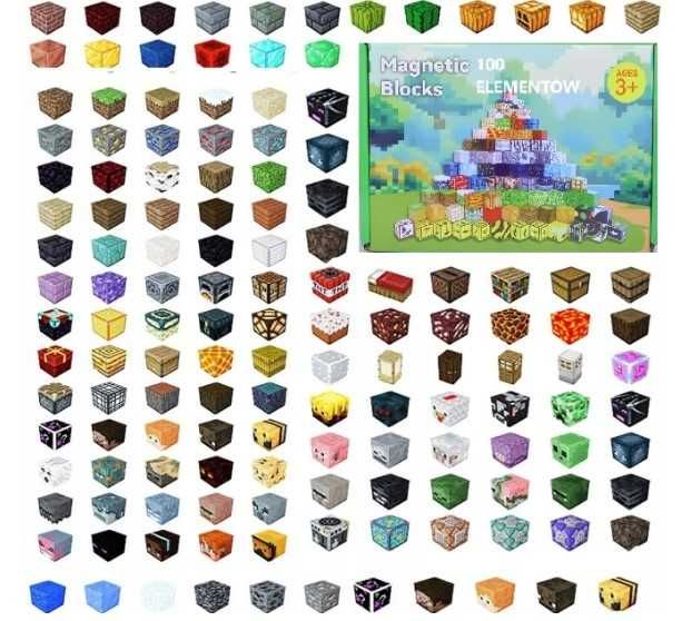 Klocki Magnetyczne MINECRAFT Sześciany 50 Klocków + 4 Figurki