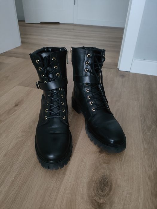 Tommy – czarne skórzane trapery, r. 42, wkładka 27 cm