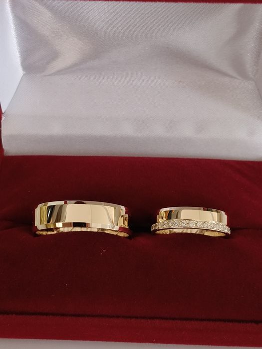 Złote Obrączki Ślubne - Wyjątkowe Obrączki z BRYLANTAMI 14 karat TANIO