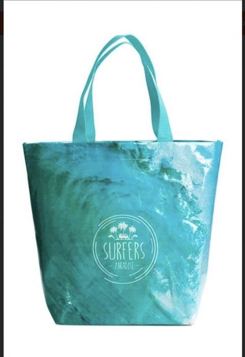 Torba zakupowa, plażowa mała H&M niebieska, turkusowa