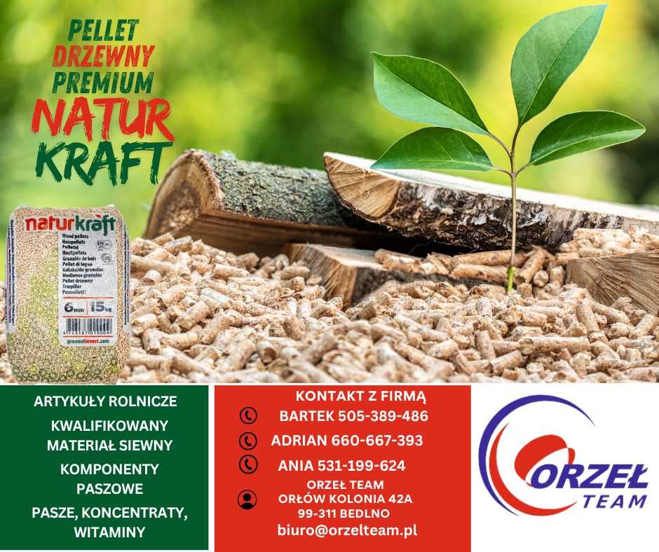 Pellet drzewny Premium NATURKRAFT EN plus A1, transport, jakość