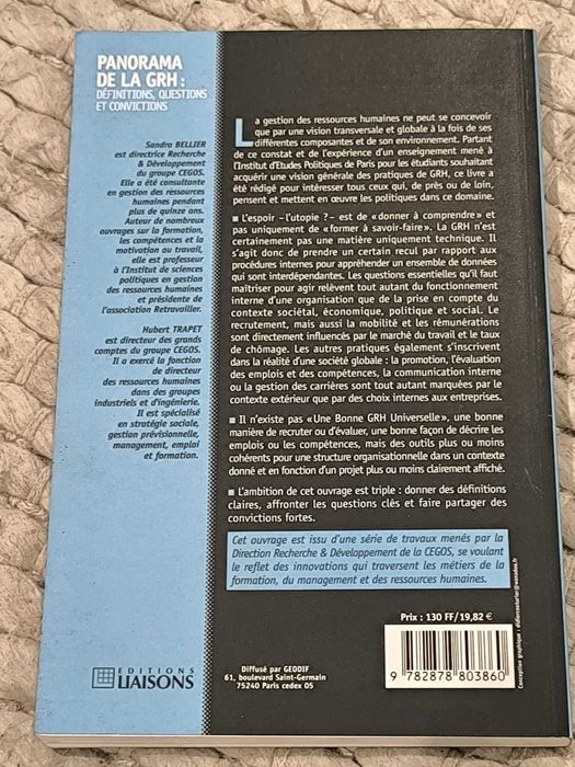 Panorama de la GRH : définitions, questions et convictions S. Bellier