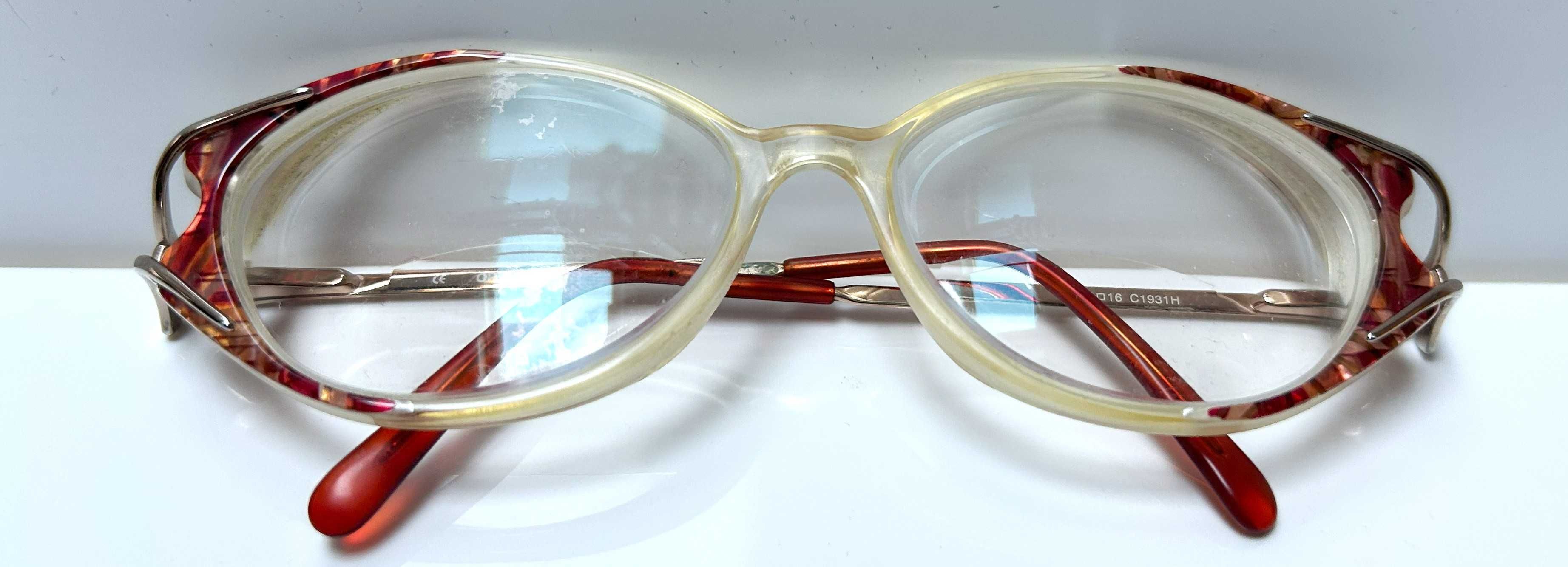 Okulary oprawki złoto czerwone retro vintage lata 70/80