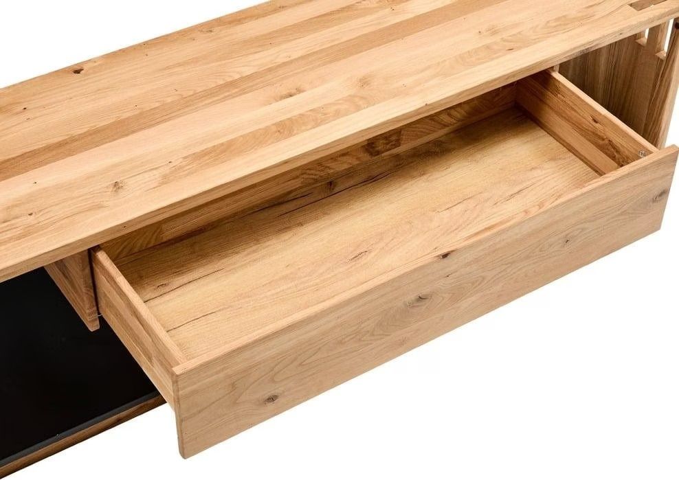 Ławka dębowa olejowana, ciężka dł 171, wys 50 gł 45cm z szufladą