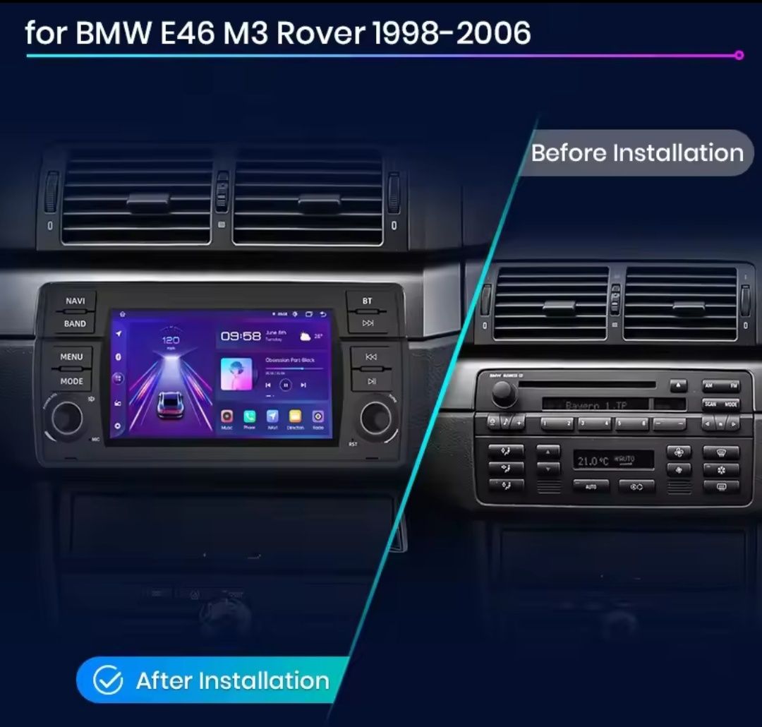 Rádio 7" BMW E46 Rover 75 MG Zt Android Auto Carplay GPS WiFi 2/32GB