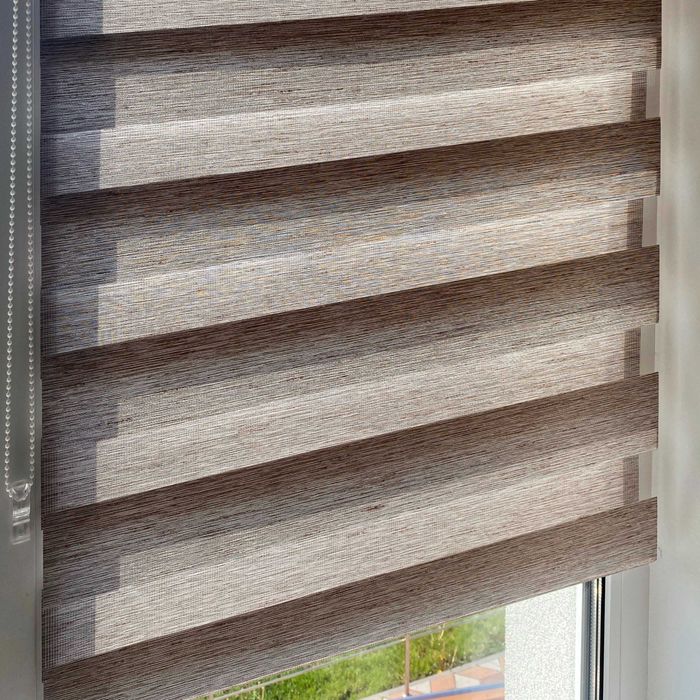 Ролети День-Ніч із реальною знижкою 15% Льон коричневий