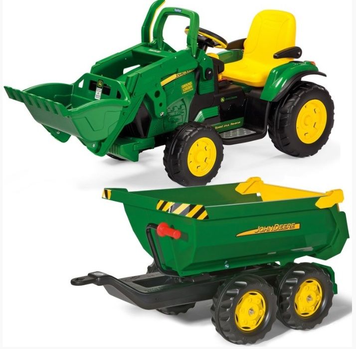 Zestaw PEG PEREGO JOHN DEERE traktor KOPARKA 12V+ przyczepa 2osiowa