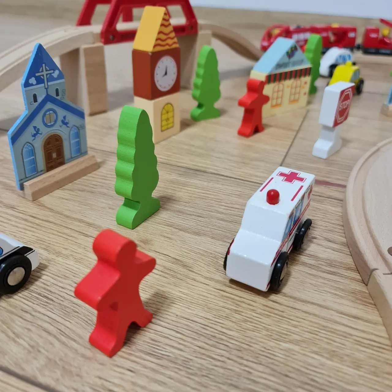 Дерев'яна залізна дорога 100 ел. Рейкі сумісні з Ikea, Brio, Playtive