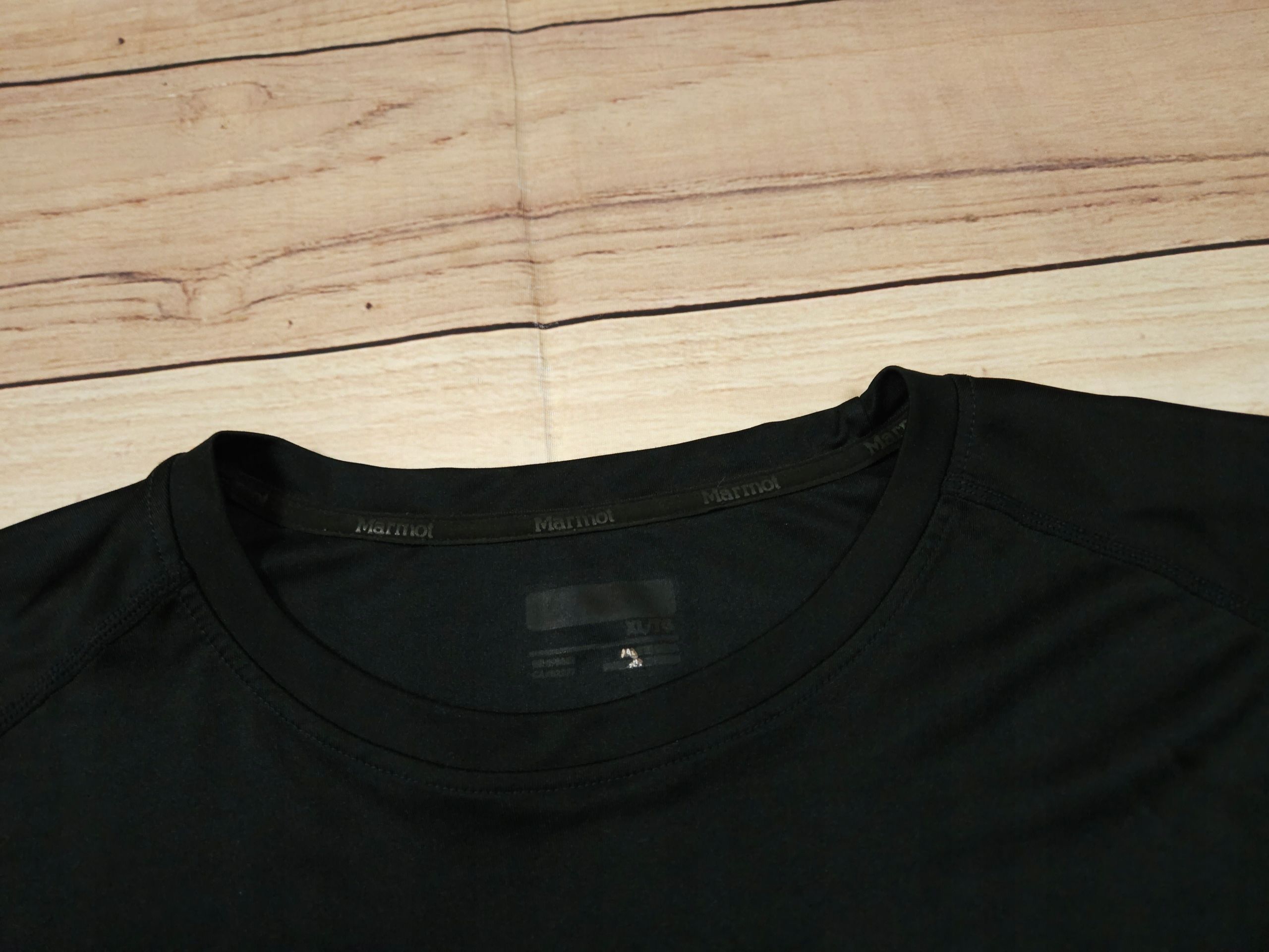 MARMOT Bluzka Techniczna Męska Czarna Logowana r. XL